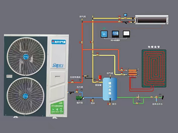 空气能变频冷暖热泵系统原理图